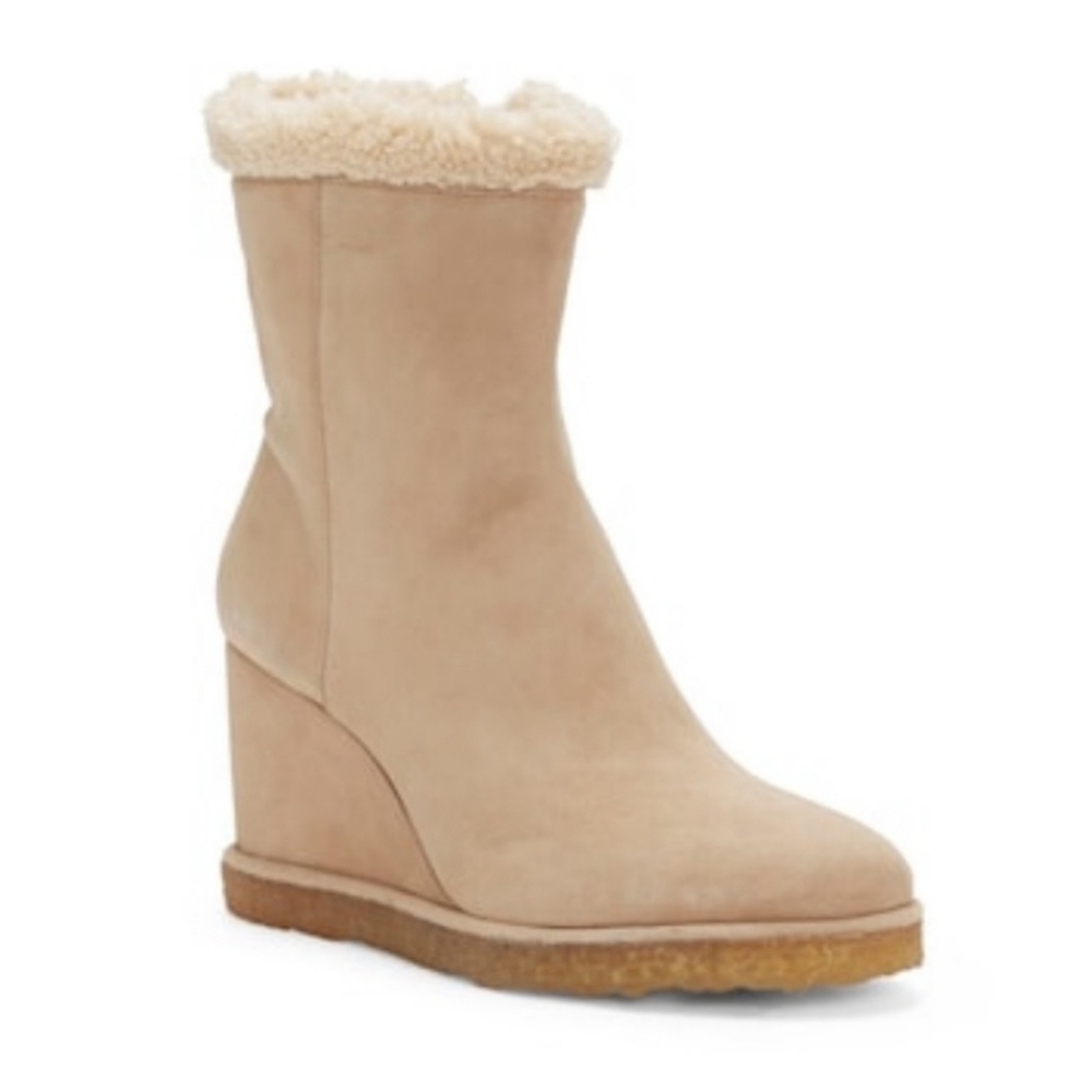 Vince Camuto women's boots beige ankle suede BEVVISA size 8M